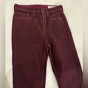 Worn once- rag & bone skinny maroon waxed stretchy jeans